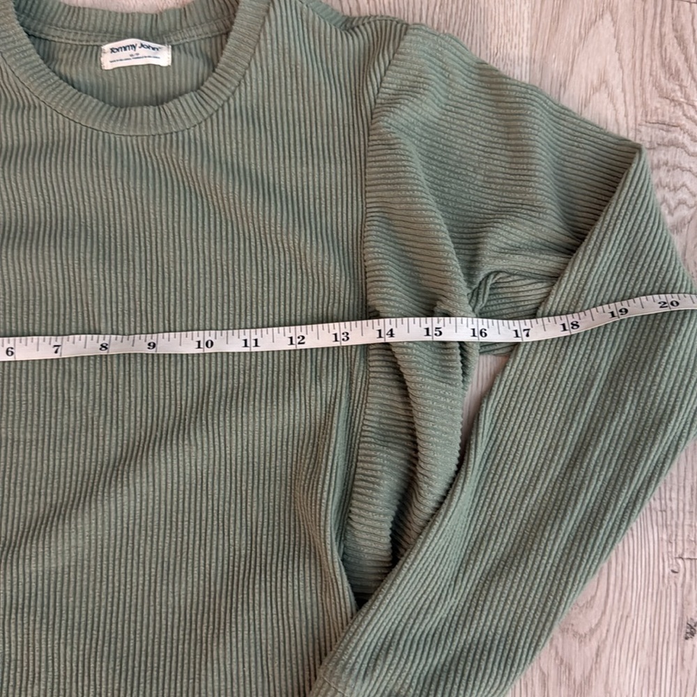 Tommy John Lounge Ribbed Sweatshirt Pull Over Size XS Sage Green - Picture 7 of 8